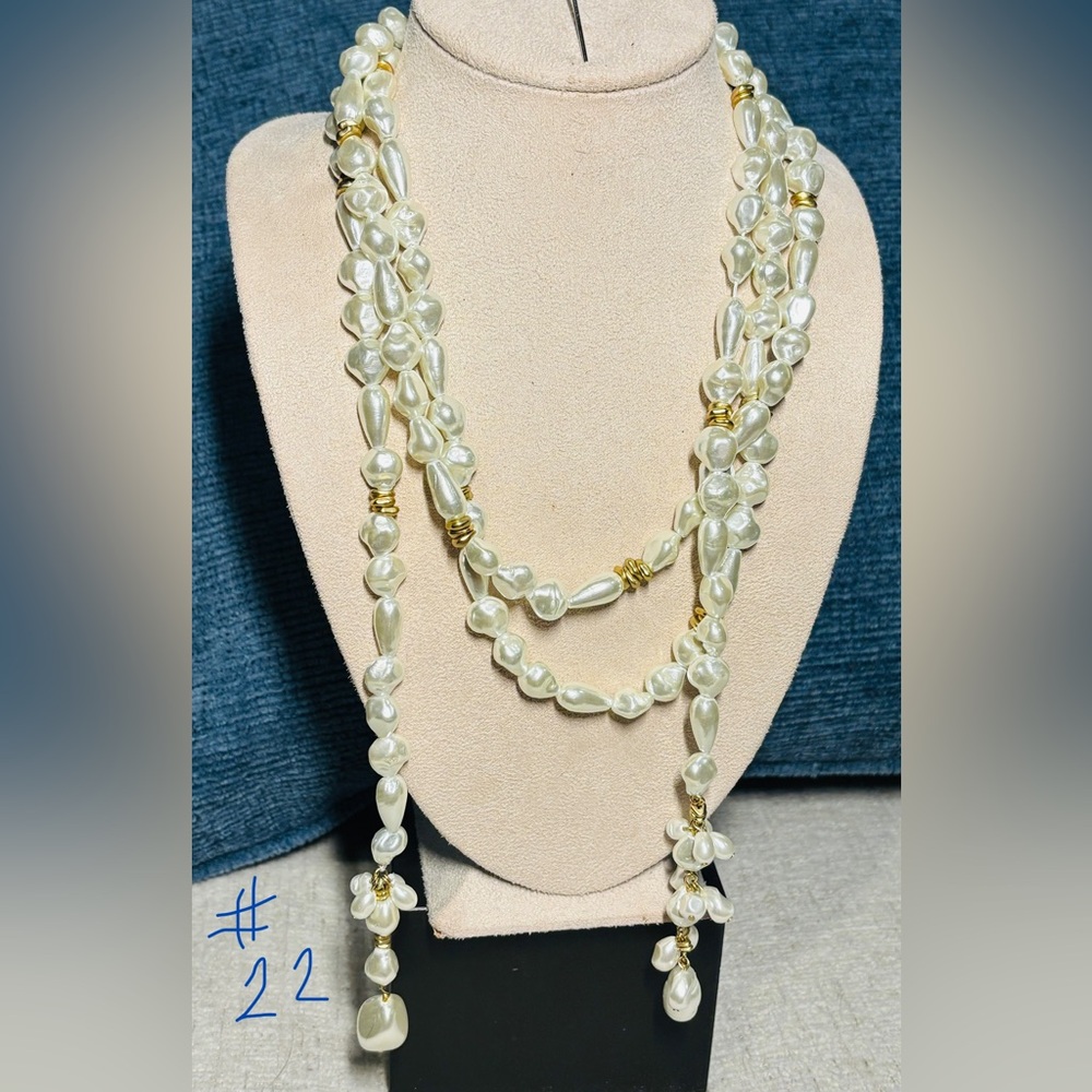 Chicos Elegant Pearl and Gold Women's Wrap Necklace